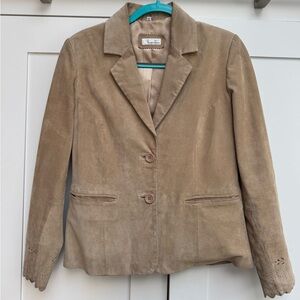 Boho Tan Suede Women's Blazer / Jacket - Y2K Vintage - 100% Leather - Size 10